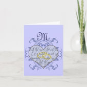 Monogram Wedding Vow Heart Dankeskarte (Vorderseite)