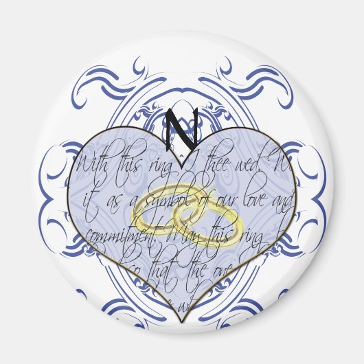 Monogram Wedding Vow Heart Magnet (Vorne)