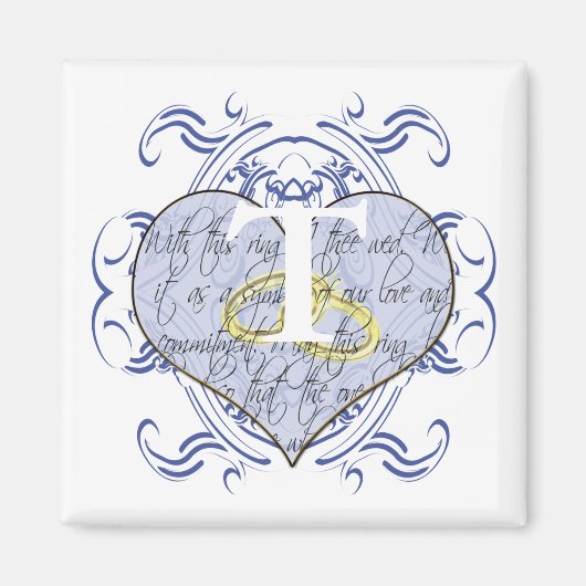 Monogram Wedding Vow Heart Magnet (Vorne)