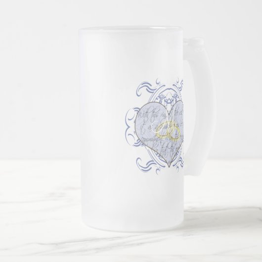 Monogram Wedding Vow Heart Mattglas Bierglas (VorderseiteRechts)