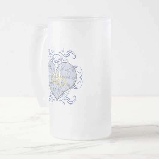 Monogram Wedding Vow Heart Mattglas Bierglas (Vorderseite Links)