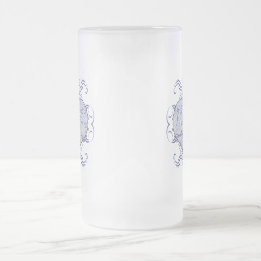 Monogram Wedding Vow Heart Mattglas Bierglas (Mittel)