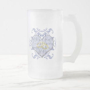 Monogram Wedding Vow Heart Mattglas Bierglas