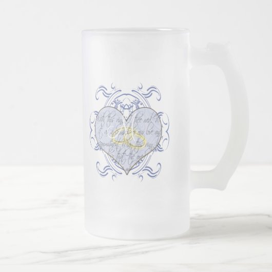 Monogram Wedding Vow Heart Mattglas Bierglas (Rechts)