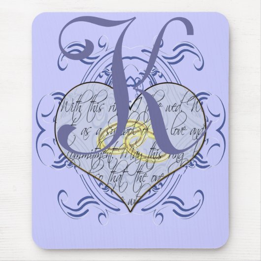 Monogram Wedding Vow Heart Mousepad (Vorne)