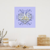 Monogram Wedding Vow Heart Poster (Küche)