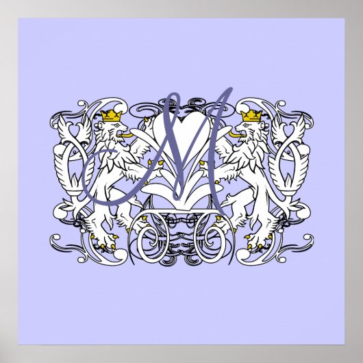 Monogram Wedding Vow Heart Poster (Vorne)