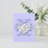 Monogram Wedding Vow Heart Postkarte (Stehend Vorderseite)