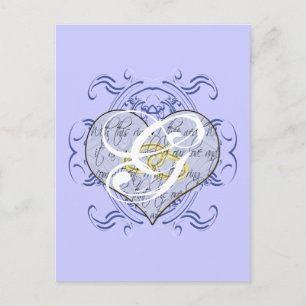 Monogram Wedding Vow Heart Postkarte