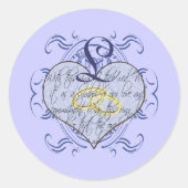 Monogram Wedding Vow Heart Runder Aufkleber (Vorderseite)