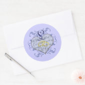Monogram Wedding Vow Heart Runder Aufkleber (Umschlag)