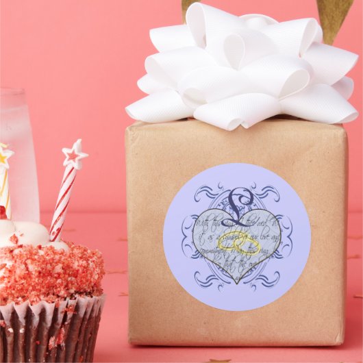 Monogram Wedding Vow Heart Runder Aufkleber (Party)