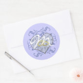 Monogram Wedding Vow Heart Runder Aufkleber (Umschlag)