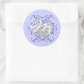 Monogram Wedding Vow Heart Runder Aufkleber (Tasche)