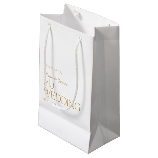 Monogram Wedding Welcome/Danke Kleine Geschenktüte (Vorderseite Schrägansicht)