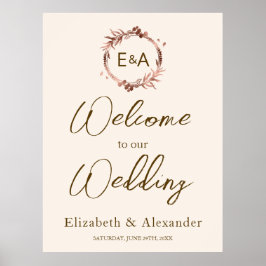 Monogram Wedding Welcome Sign Foam Boar Poster