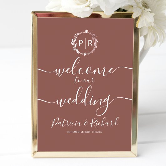 Monogram Wedding Welcome Sign Foam Board Poster