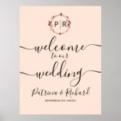Monogram Wedding Welcome Sign Poster (Vorne)