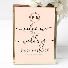 Monogram Wedding Welcome Sign Poster