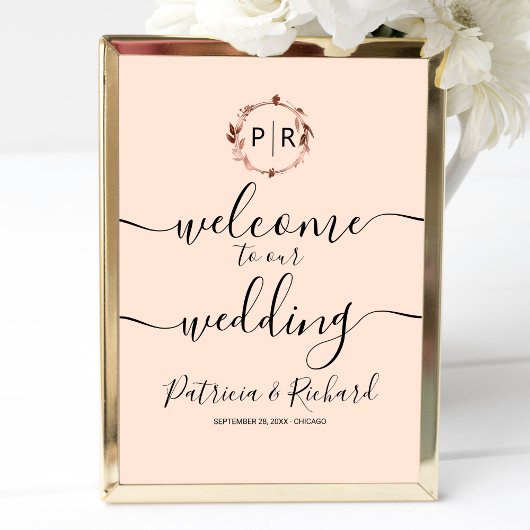 Monogram Wedding Welcome Sign Poster