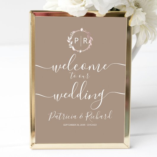 Monogram Wedding Welcome Sign Poster