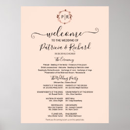 Monogram Wedding Zeremony Program Sign Foton Board Poster
