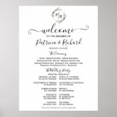 Monogram Wedding Zeremony Program Sign Foton Board Poster (Vorne)