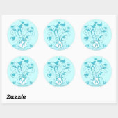 Monogram Wedds Hearts Wirbel Aqua Blue Runder Aufkleber (Blatt)