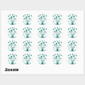 Monogram Wedds Hearts Wirbel Deep Aqua Runder Aufkleber (Blatt)