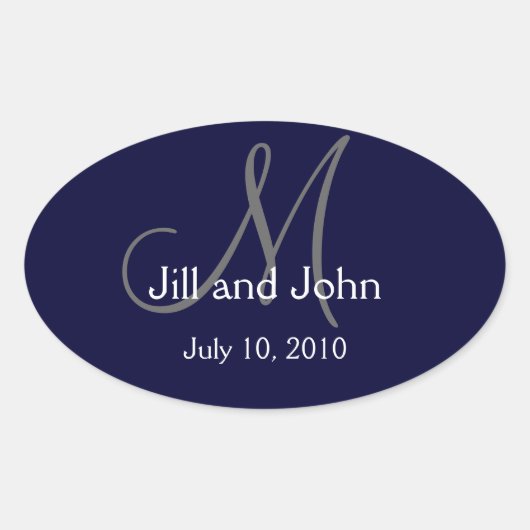 Monogram Wedine Wine Label Sticker Navy (Vorderseite)