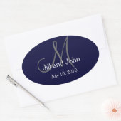 Monogram Wedine Wine Label Sticker Navy (Umschlag)