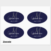Monogram Wedine Wine Label Sticker Navy (Blatt)