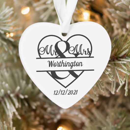 Monogram Wedname Heart Holiday Weihnachten Ornament (Baum)