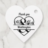 Monogram Wedname Heart Schwarz-weiß Danke Geschenkanhänger (Rückseite)