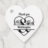 Monogram Wedname Heart Schwarz-weiß Danke Geschenkanhänger (Vorderseite)