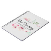 Monogram Wedple Pink Blush Bloral Notizblock (Linke Seite)
