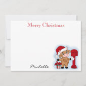 Monogram Weihnachtsfest Niedliche Kuh Personalisie Mitteilungskarte (Vorderseite)
