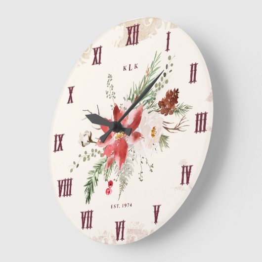 Monogram Weihnachtsgeschenk Rustikale Weihnachten Große Wanduhr (Winkel)