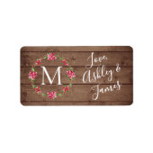 Monogram Weihnachtskranz-Skript Barn Wood Geschenk Adressaufkleber (Vorne)