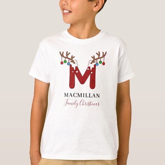 Monogram Weihnachtslieder passt zur Familie T-Shirt (Vorderseite)