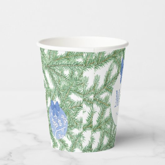 Monogram Weihnachtsschmuck Engagement Party Pappbecher (Rechts)
