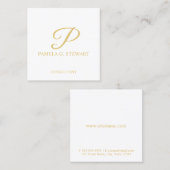 Monogram, weiß und Gold elegant Quadratische Visitenkarte (Vorne/Hinten)