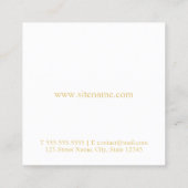 Monogram, weiß und Gold elegant Quadratische Visitenkarte (Rückseite)