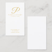 Monogram, weiß und Gold elegant Visitenkarte (Vorne/Hinten)