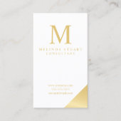 Monogram, weiß und Gold elegant Visitenkarte (Vorderseite)