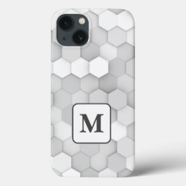 Monogram, weiß und grau, geometrisches Hexagon-Mus Case-Mate iPhone Hülle