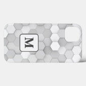 Monogram, weiß und grau, geometrisches Hexagon-Mus Case-Mate iPhone Hülle (Rückseite (Horizontal))