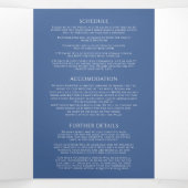 Monogram-weiße Blätter Hochzeit All-in-One Dreifach Gefaltete Einladung (Innenseite Mitte)