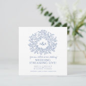 Monogram-weiße Blätter Hochzeit Live-Stream Ankündigung (Stehend Vorderseite)