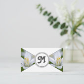 Monogram-weiße Blume florfarbene, elegante Dreieck Visitenkarte (Stehend Vorderseite)
